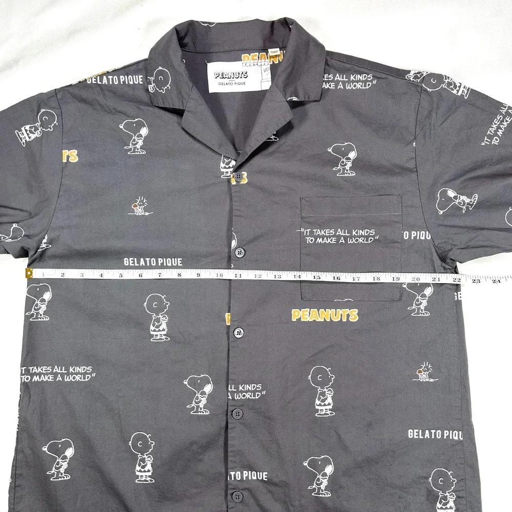 Gelato Pique Peanuts Snoopy Charlie Brown Shirt Gray Mens L PMFT212964